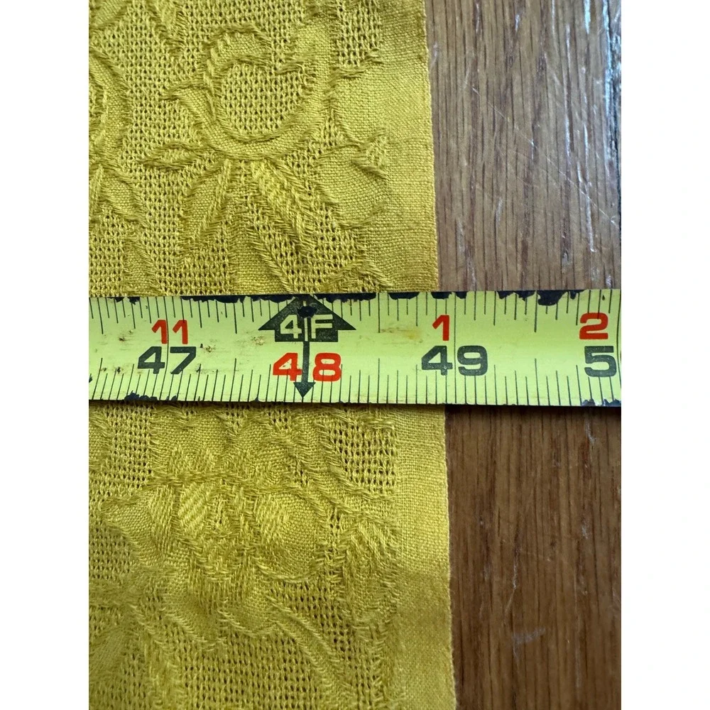 Vintage Mustard Yellow Floral Lace Tablecloth Retro Damask Mesh 66x48 Small Flaw